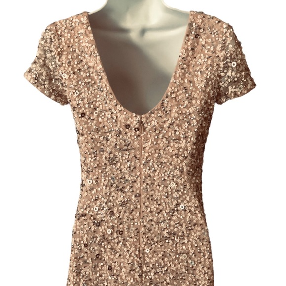 Adrianna Papell x BHLDN Lucent 0 / XS Pink Allover Sequins Maxi Gown - Picture 9 of 12